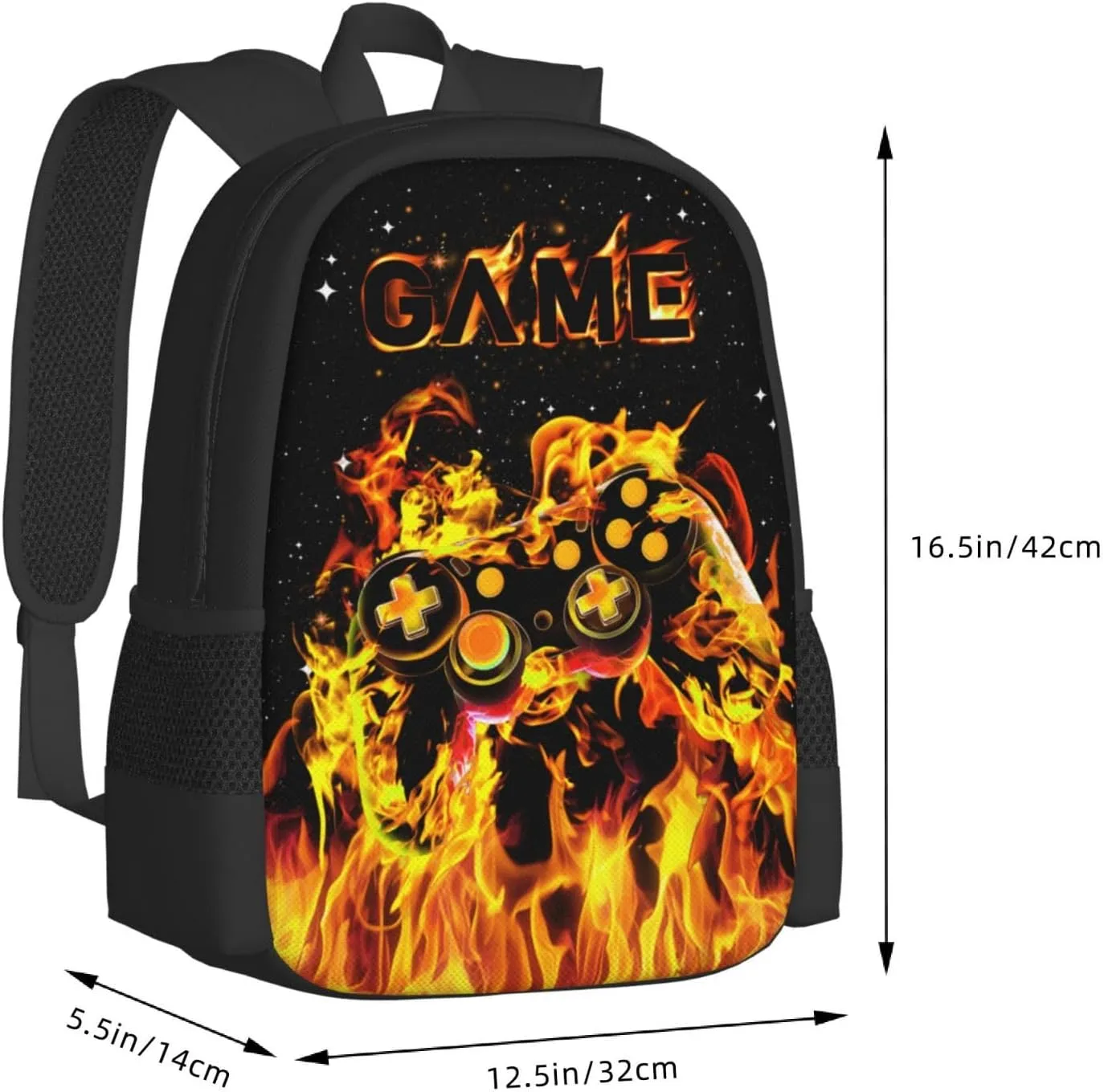 Abstract Gamepad Backpack School Boys Backpack Ages 8-10 Video Games Gaming Backpacks Water Resistant Bags Bookbag Travel Hiking Camping Daypack For Adults Teens Boys Girls