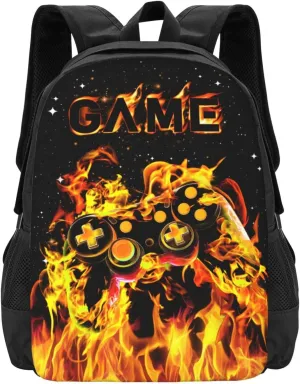 Abstract Gamepad Backpack School Boys Backpack Ages 8-10 Video Games Gaming Backpacks Water Resistant Bags Bookbag Travel Hiking Camping Daypack For Adults Teens Boys Girls