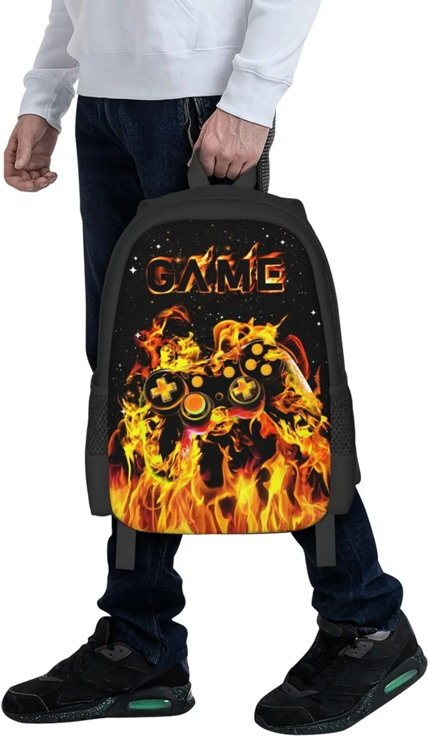 Abstract Gamepad Backpack School Boys Backpack Ages 8-10 Video Games Gaming Backpacks Water Resistant Bags Bookbag Travel Hiking Camping Daypack For Adults Teens Boys Girls