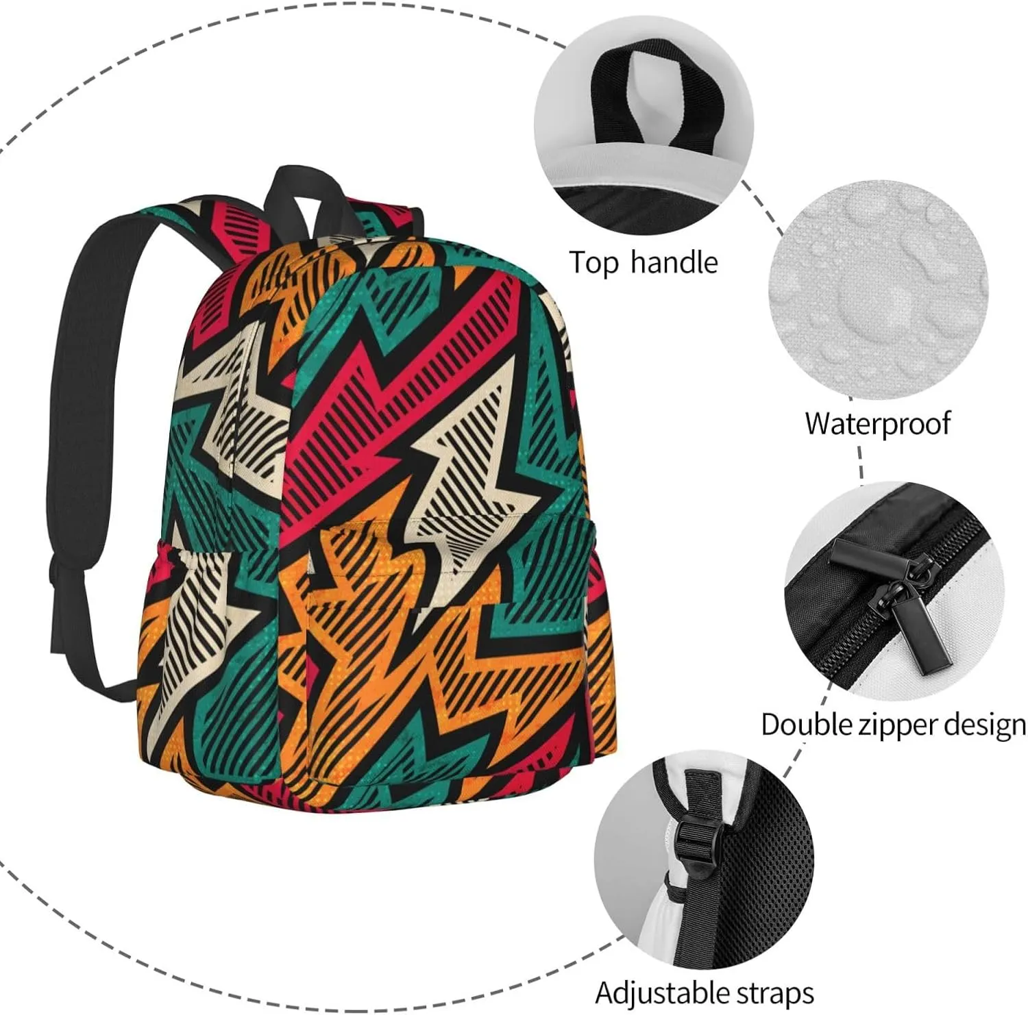 Abstract Geometry Mosaic Backpacks 15 Inch Laptop Backpack Multipurpose Double Shoulder Bag for Men Women Gifts