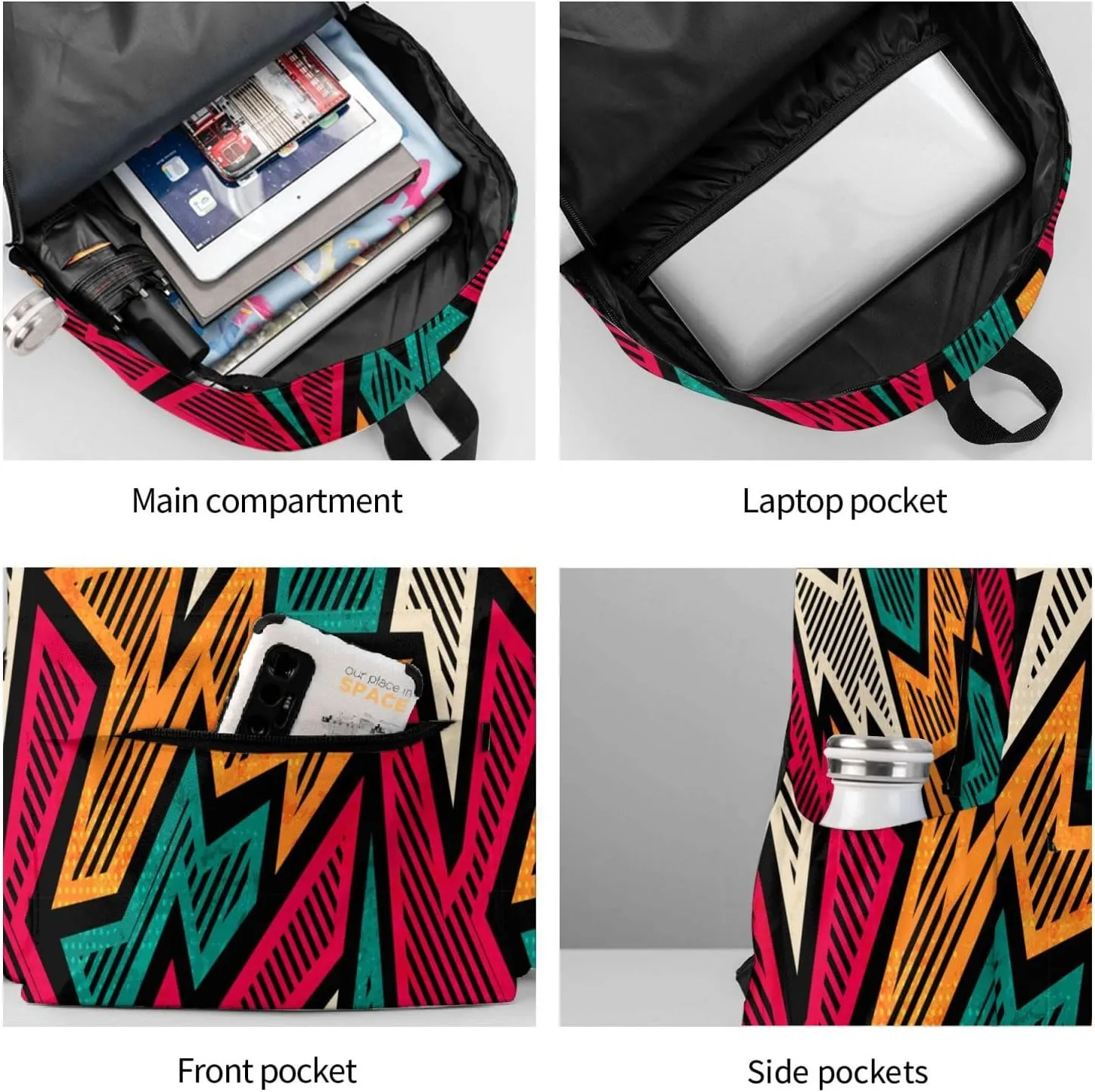 Abstract Geometry Mosaic Backpacks 15 Inch Laptop Backpack Multipurpose Double Shoulder Bag for Men Women Gifts