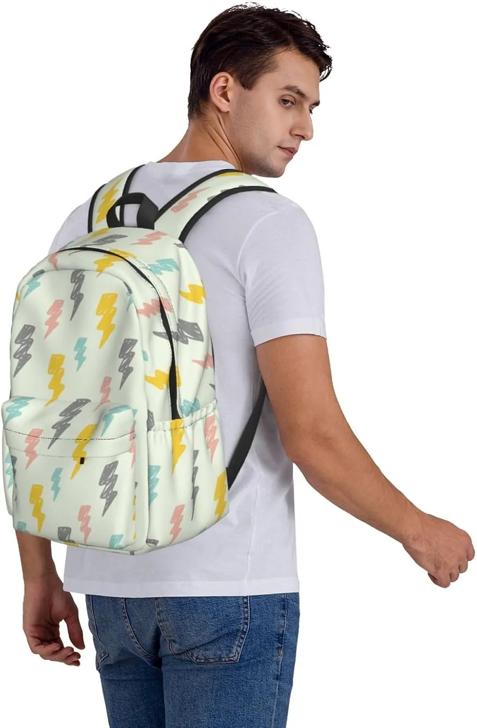 Abstract Motif Symbol Thunder Lightnings Textures Backpacks 15 Inch Laptop Backpack Multipurpose Double Shoulder Bag for Men Women Gifts