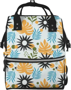 Abstract Palm Quill Diaper Bag Backpack Baby Bag, Large Capacity Waterproof Diaper Bags Multifunction with Insulated Pockets Travel Essentials Unisex