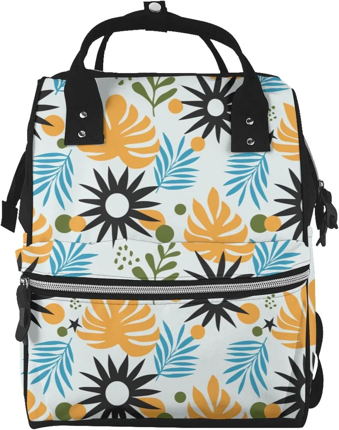 Abstract Palm Quill Diaper Bag Backpack Baby Bag, Large Capacity Waterproof Diaper Bags Multifunction with Insulated Pockets Travel Essentials Unisex
