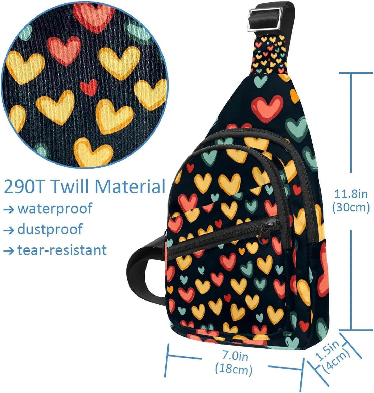 Abstract patterns with hearts pattern (4) Sling Side, Crossbody Backpack