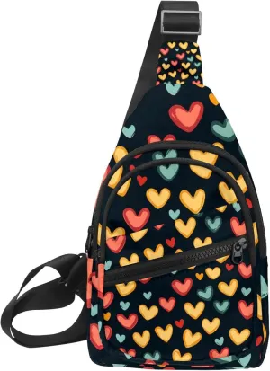 Abstract patterns with hearts pattern (4) Sling Side, Crossbody Backpack