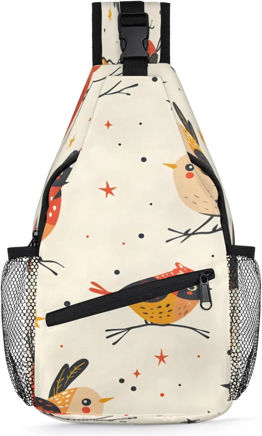 Abstraction Stars Birds Sling Bag for Women Men Crossbody Sling Backpack Anti Thief Travel Chest Backpack for Hiking Traveling Leisure