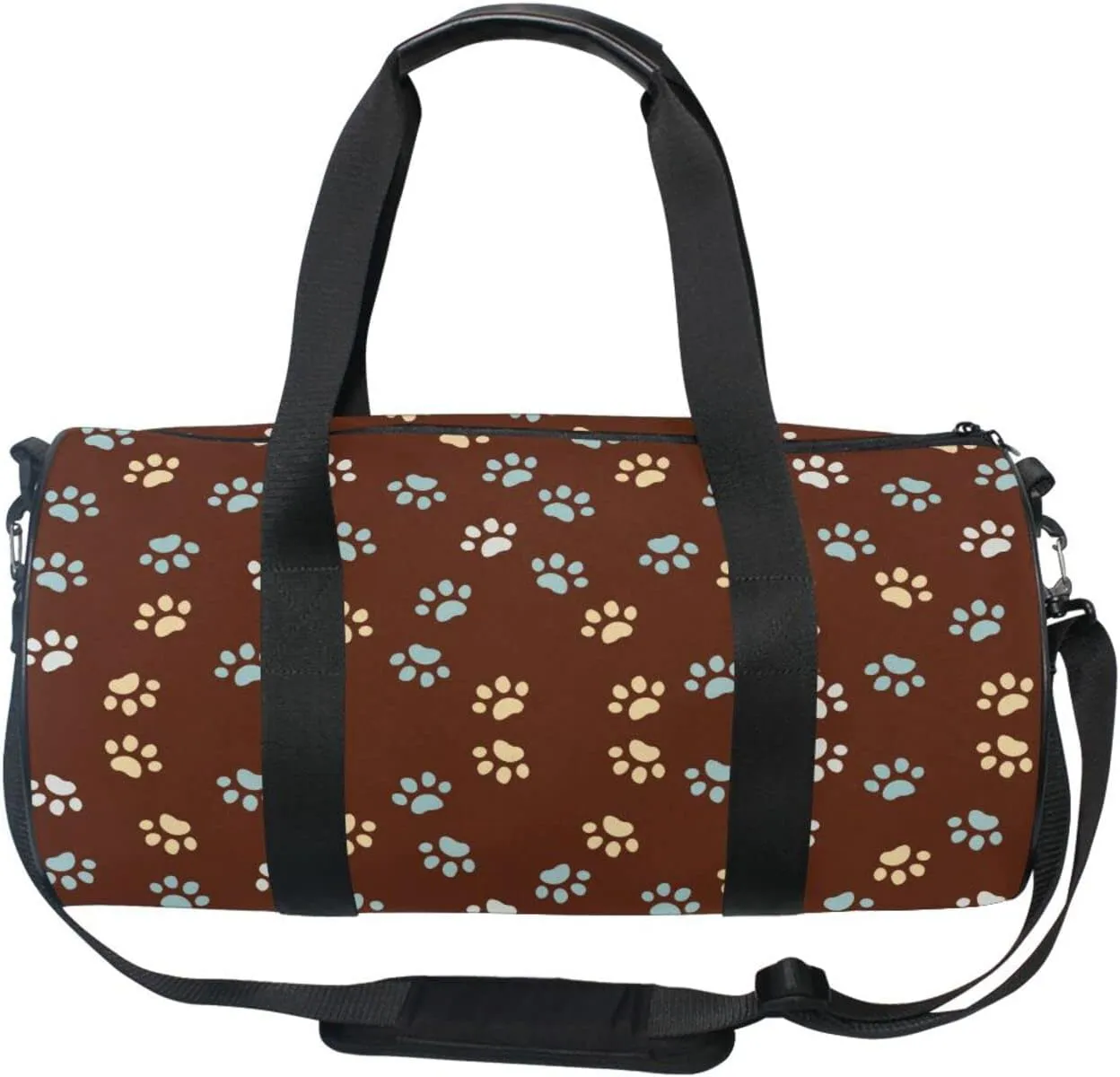 Acpiggto Gym Bag Sports Duffel Bag Brown Footprints Dog Cat Dots Cartoon for Women Men Boys Girls Travel Luggage Bag Weekender Tote Sling Shoulder Backpack