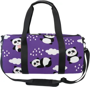 Acpiggto Gym Bag Sports Duffel Bag Panda Black Purple Cloud Sky Rain Drops Cute Animal for Women Men Boys Girls Travel Luggage Bag Weekender Tote Sling Shoulder Backpack