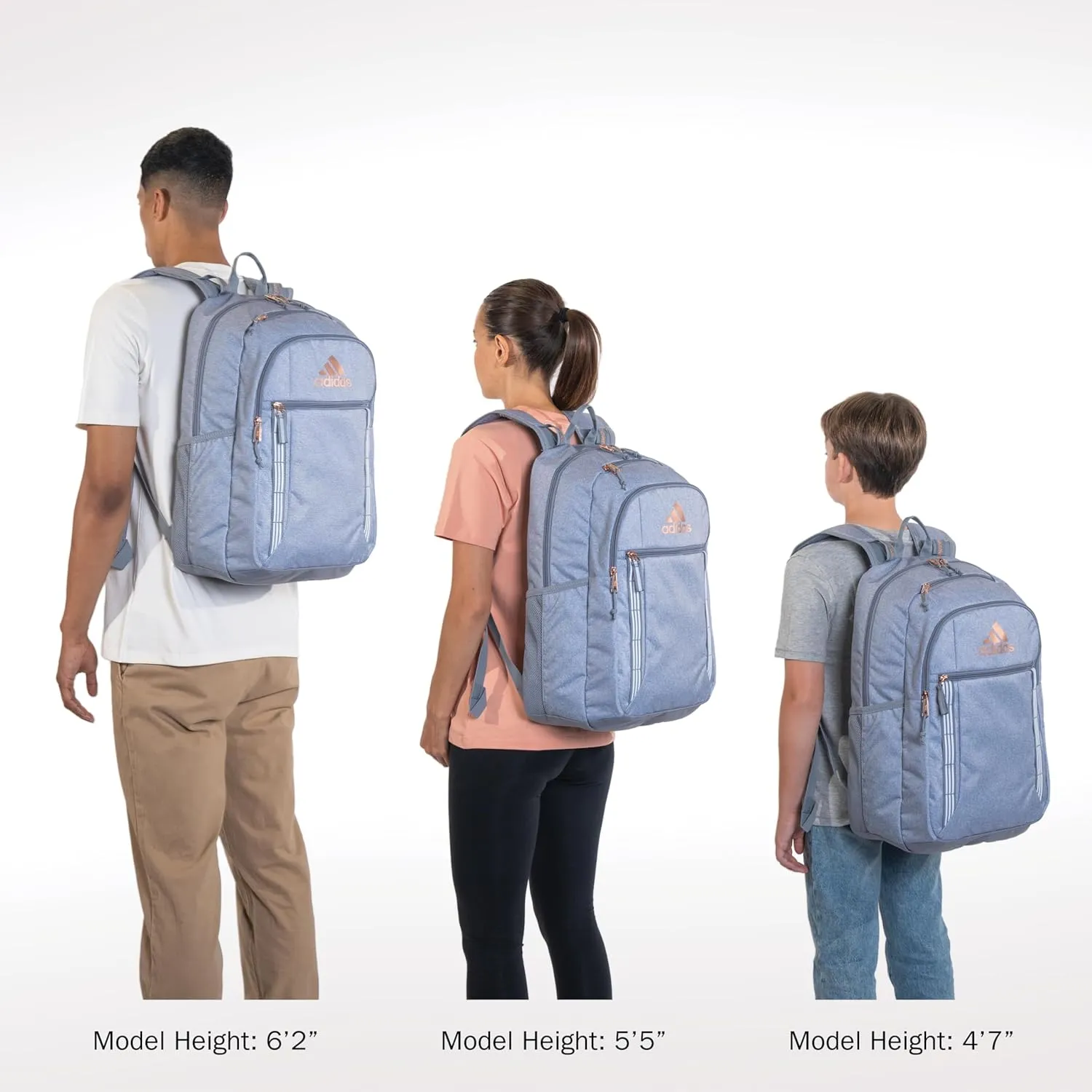 adidas Excel Backpack, Durable Large Athletic Laptop Bag, Twill Semi Flash Aqua/Grey/Semi Flash Aqua Blue, One Size