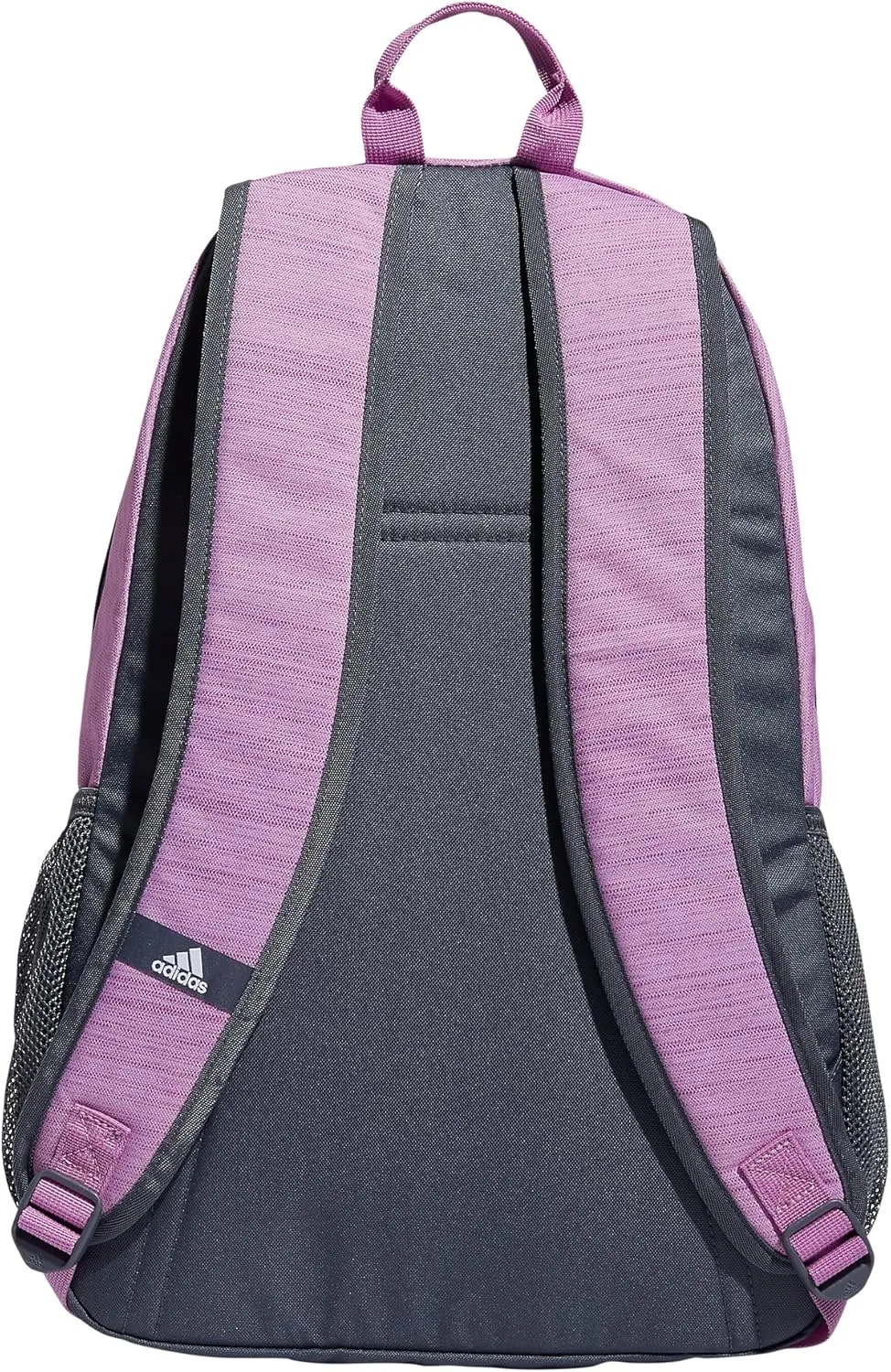 adidas Unisex Foundation Backpack for Laptop, Book Sleeve, Large Durable Athletic Gym Bag, Two Tone Bliss Lilac-Semi Pulse Lilac/Onix Grey/Silver Metallic, One Size