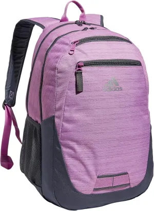 adidas Unisex Foundation Backpack for Laptop, Book Sleeve, Large Durable Athletic Gym Bag, Two Tone Bliss Lilac-Semi Pulse Lilac/Onix Grey/Silver Metallic, One Size