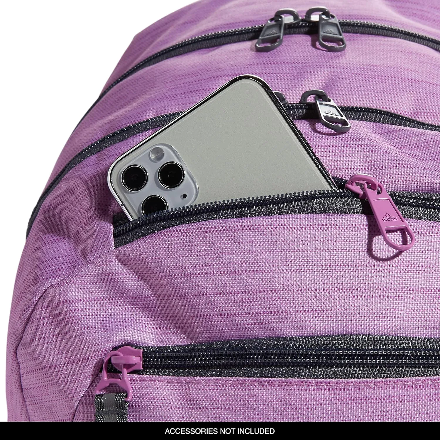 adidas Unisex Foundation Backpack for Laptop, Book Sleeve, Large Durable Athletic Gym Bag, Two Tone Bliss Lilac-Semi Pulse Lilac/Onix Grey/Silver Metallic, One Size