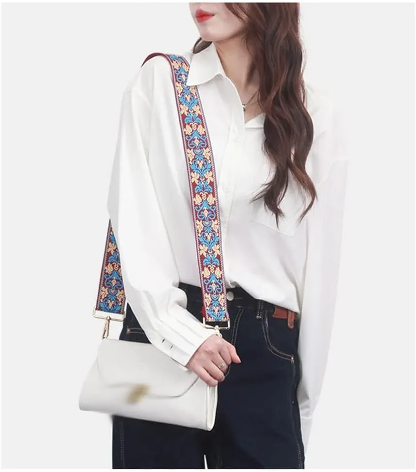 Adjustable Strap Accessories Embroidered Strap Replacement Straps Printed Wide Shoulder Bag With Canvas Crossbody
