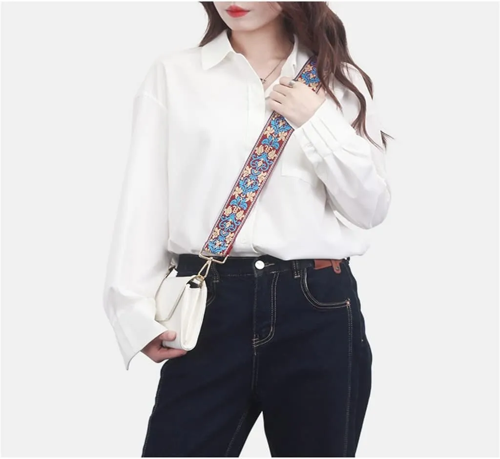 Adjustable Strap Accessories Embroidered Strap Replacement Straps Printed Wide Shoulder Bag With Canvas Crossbody