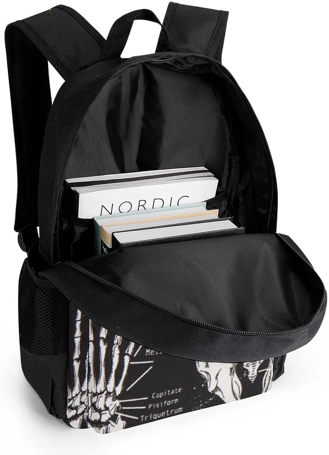 Adults Lightweight Dark Skeleton Anatomy Art Rucksacks Large Capacity Bookbag With Adjustable Shoulder Straps for Trekking Outdoors Bicycle