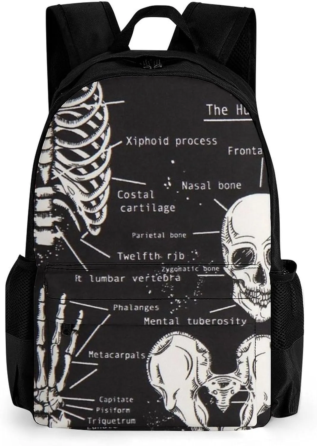 Adults Lightweight Dark Skeleton Anatomy Art Rucksacks Large Capacity Bookbag With Adjustable Shoulder Straps for Trekking Outdoors Bicycle