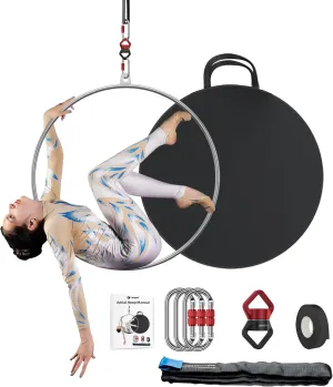 Aerial Hoop Set - Professional Aerial Lyra Hoop Equipment - Fully Strength Tested 500lbs Aerial Ring with Rigging Kit, Tape, Storage Bag