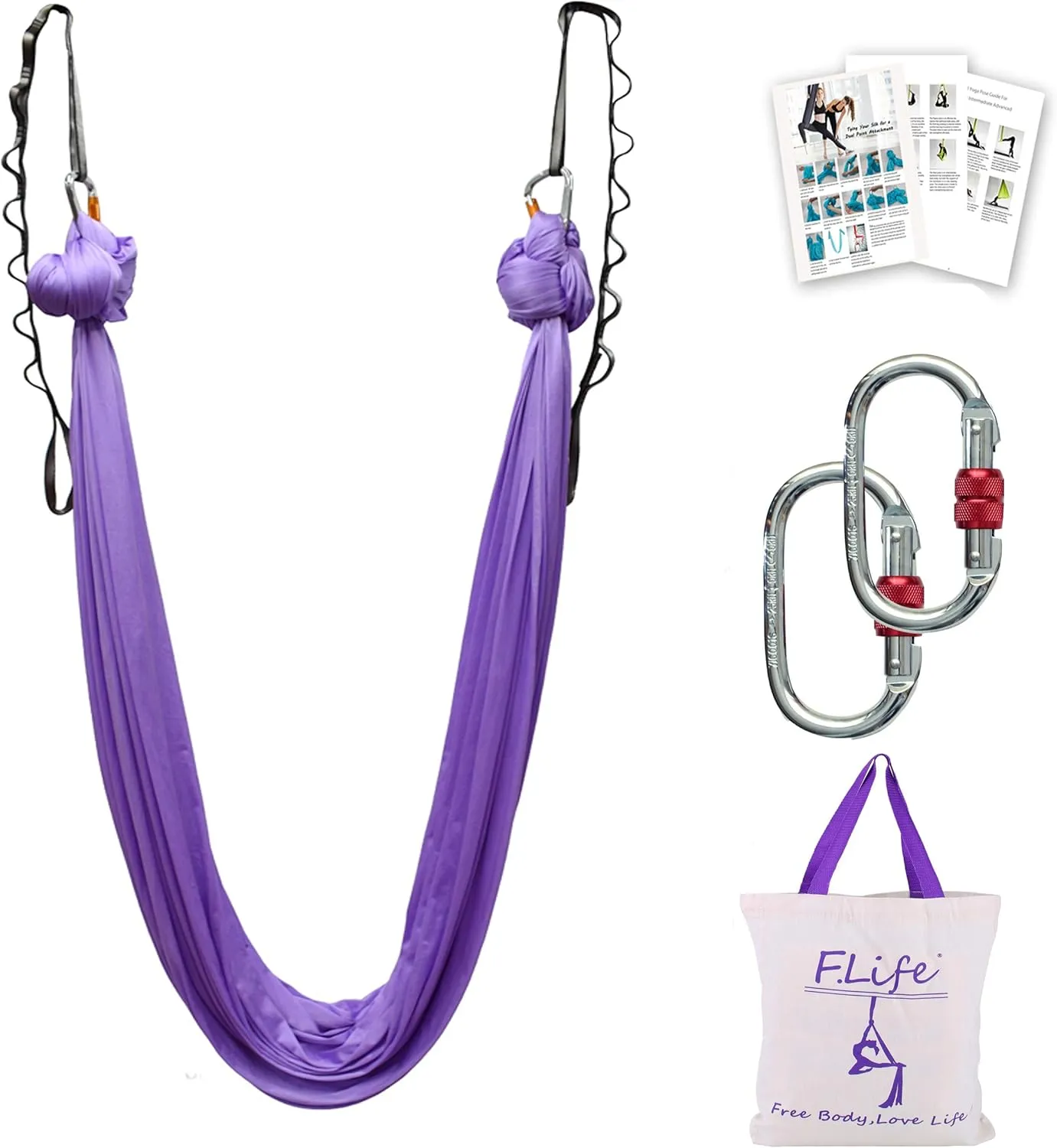 Aerial Silk Yoga Hammock & Swing for yoga Inversion,Strength training,starter hardware kit