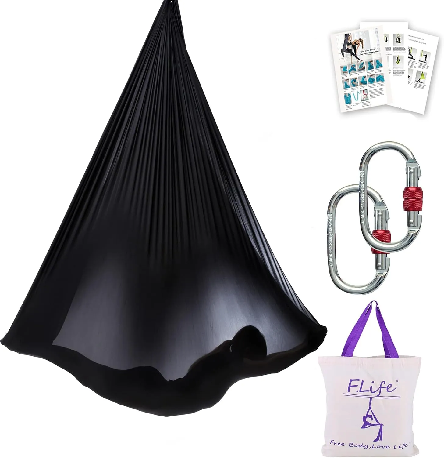 Aerial Silk Yoga Hammock & Swing for yoga Inversion,Strength training,starter hardware kit