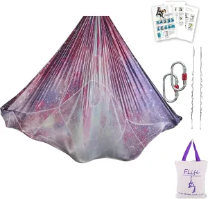 Aerial Yoga Hammock kit- Yoga Swing Multicolor 5 yards-Flying Yoga Include Daisy Chain,Carabiner and Pose Guide