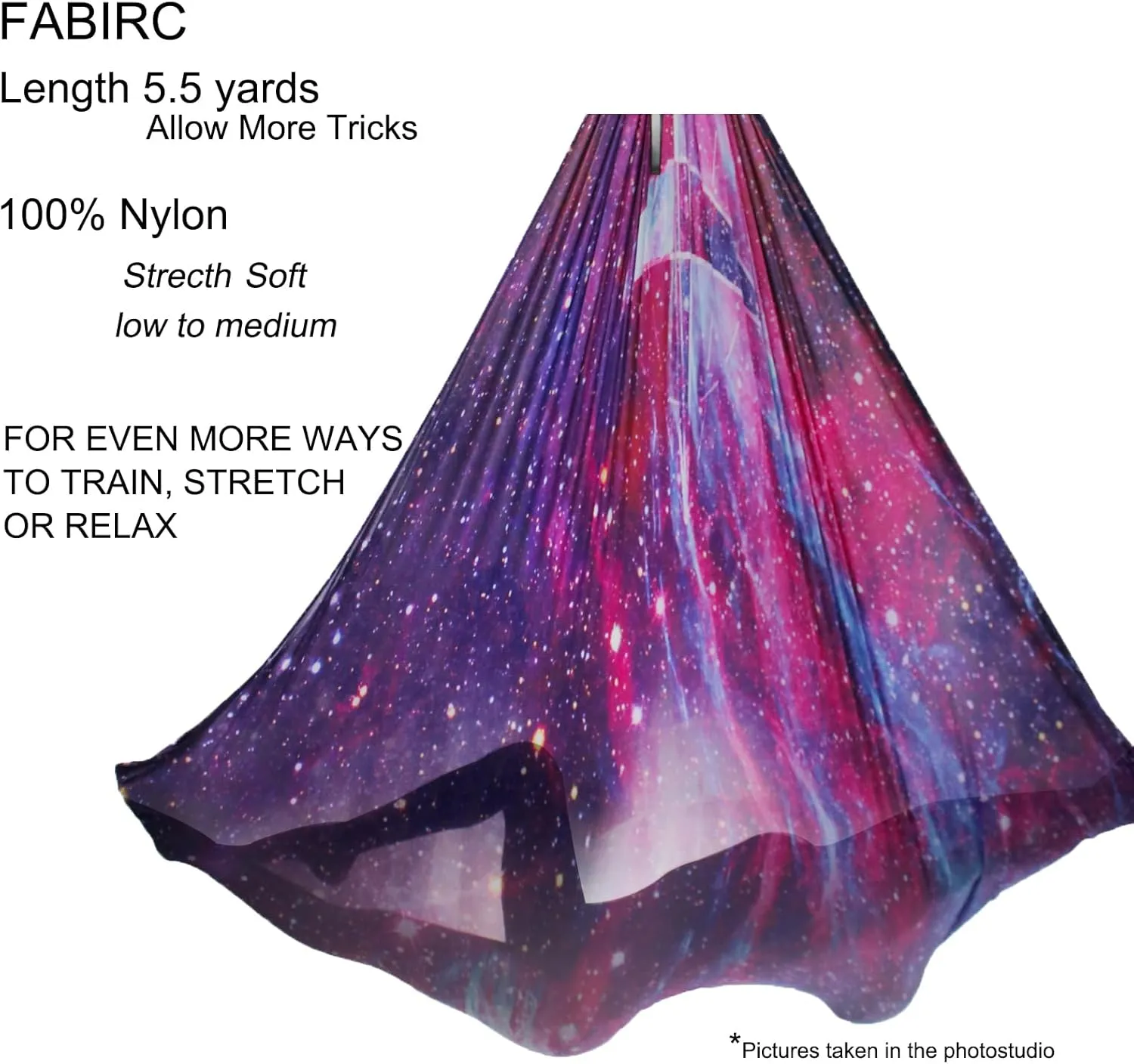 Aerial Yoga Hammock kit- Yoga Swing Multicolor 5 yards-Flying Yoga Include Daisy Chain,Carabiner and Pose Guide