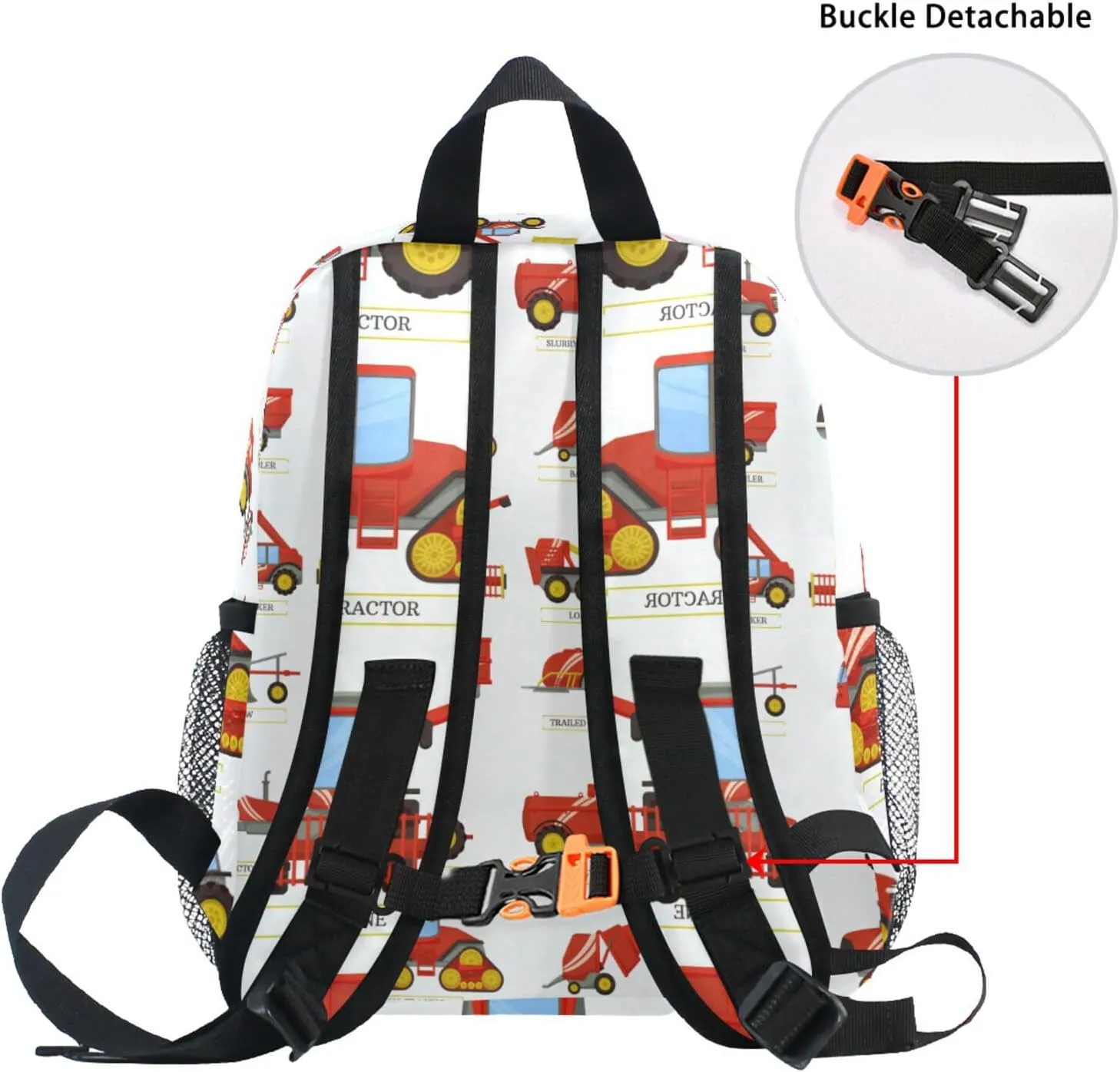 Aflyko Kids Backpack Tractor Red Baler Daycare Bookbag Kindergarten Daypack Toddler Travel Girls Boys Waterproof Preschool Bag 10" × 4" × 12"