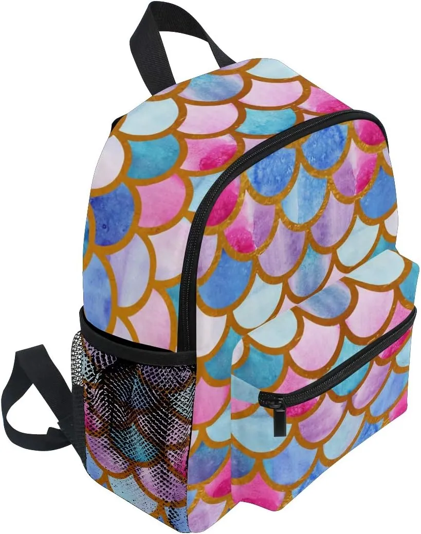 Aflyko Mermaid Scales Kids Backpack for Daycare Bookbag for Kindergarten Daypack for Toddler Girls and Boys 10 x 4 x 12 Inch