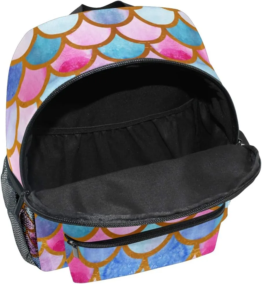 Aflyko Mermaid Scales Kids Backpack for Daycare Bookbag for Kindergarten Daypack for Toddler Girls and Boys 10 x 4 x 12 Inch