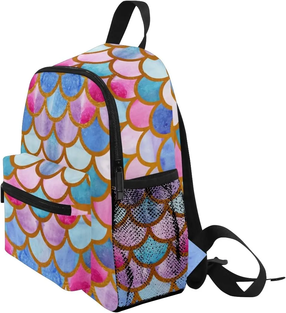 Aflyko Mermaid Scales Kids Backpack for Daycare Bookbag for Kindergarten Daypack for Toddler Girls and Boys 10 x 4 x 12 Inch