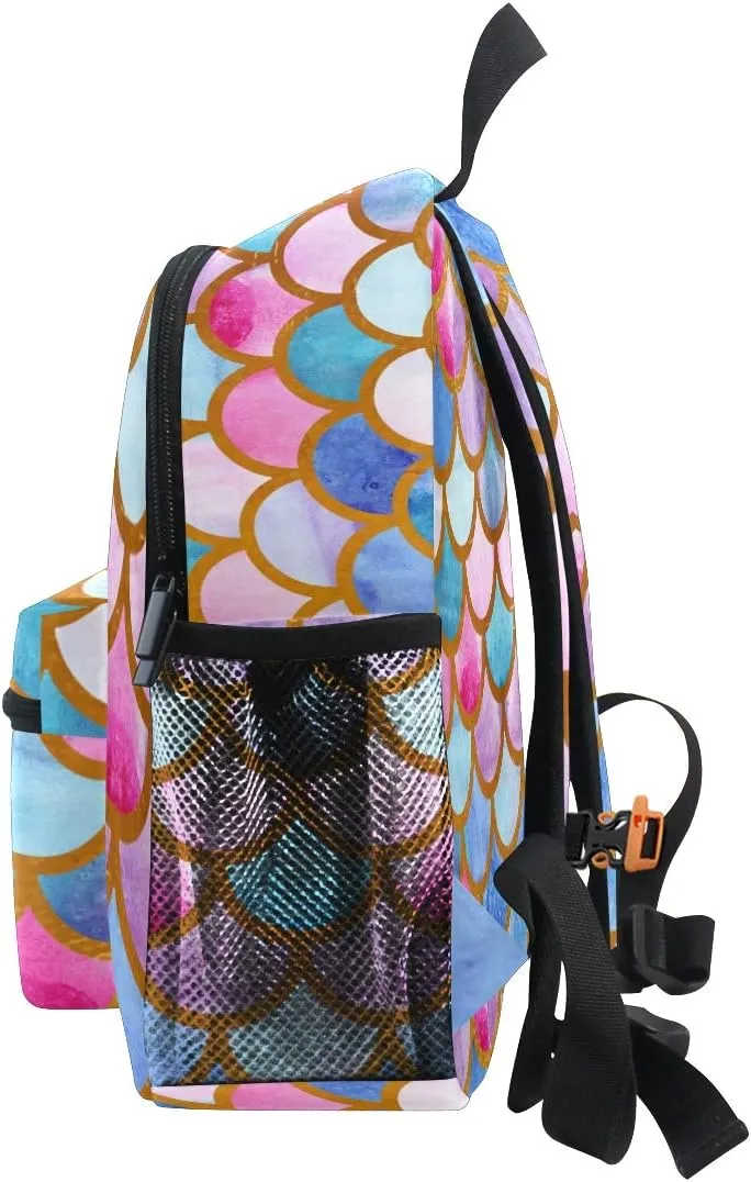 Aflyko Mermaid Scales Kids Backpack for Daycare Bookbag for Kindergarten Daypack for Toddler Girls and Boys 10 x 4 x 12 Inch