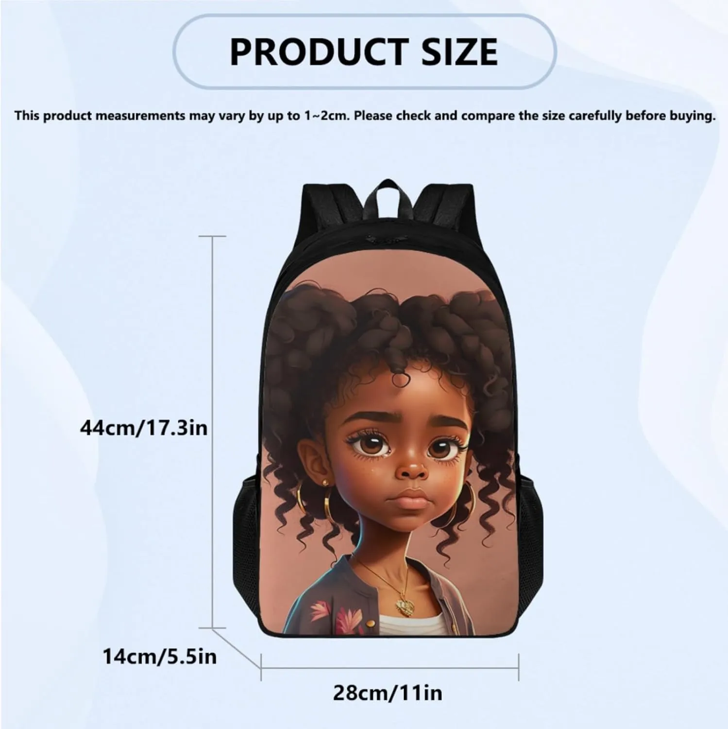 African Preppy Girl Backpack with Lunch Bag Set for Peschool Kids School Bag with Pencil Bag and Lunch Box for Boys Girls Casual Lightweight Book Bag for Back to School Gifts