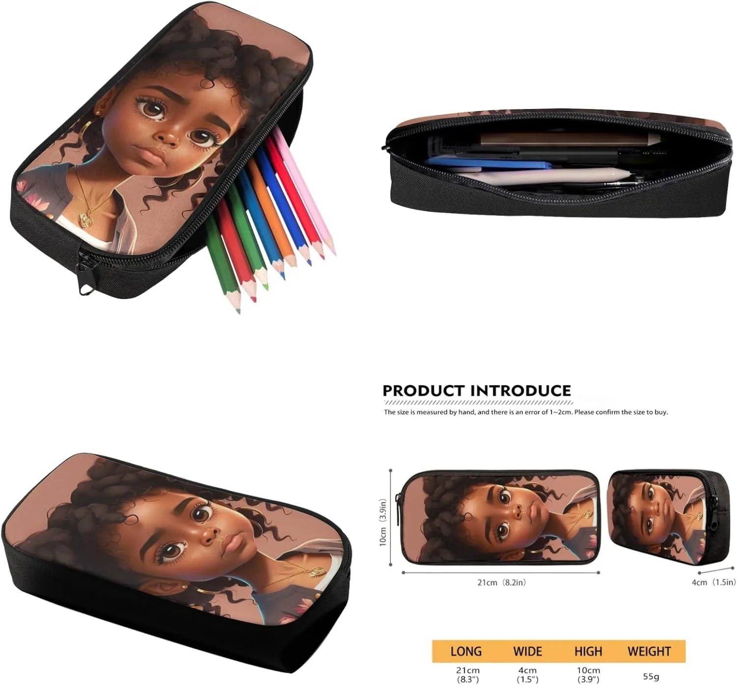 African Preppy Girl Backpack with Lunch Bag Set for Peschool Kids School Bag with Pencil Bag and Lunch Box for Boys Girls Casual Lightweight Book Bag for Back to School Gifts