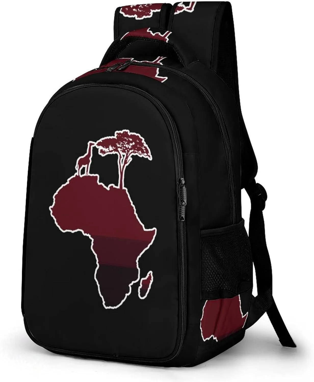 African Safari Map Silhouette Laptop Backpack Multiple Compartments Travel Backpack Casual Shoulder Bag Fashion Computer Bag for Work Shopping