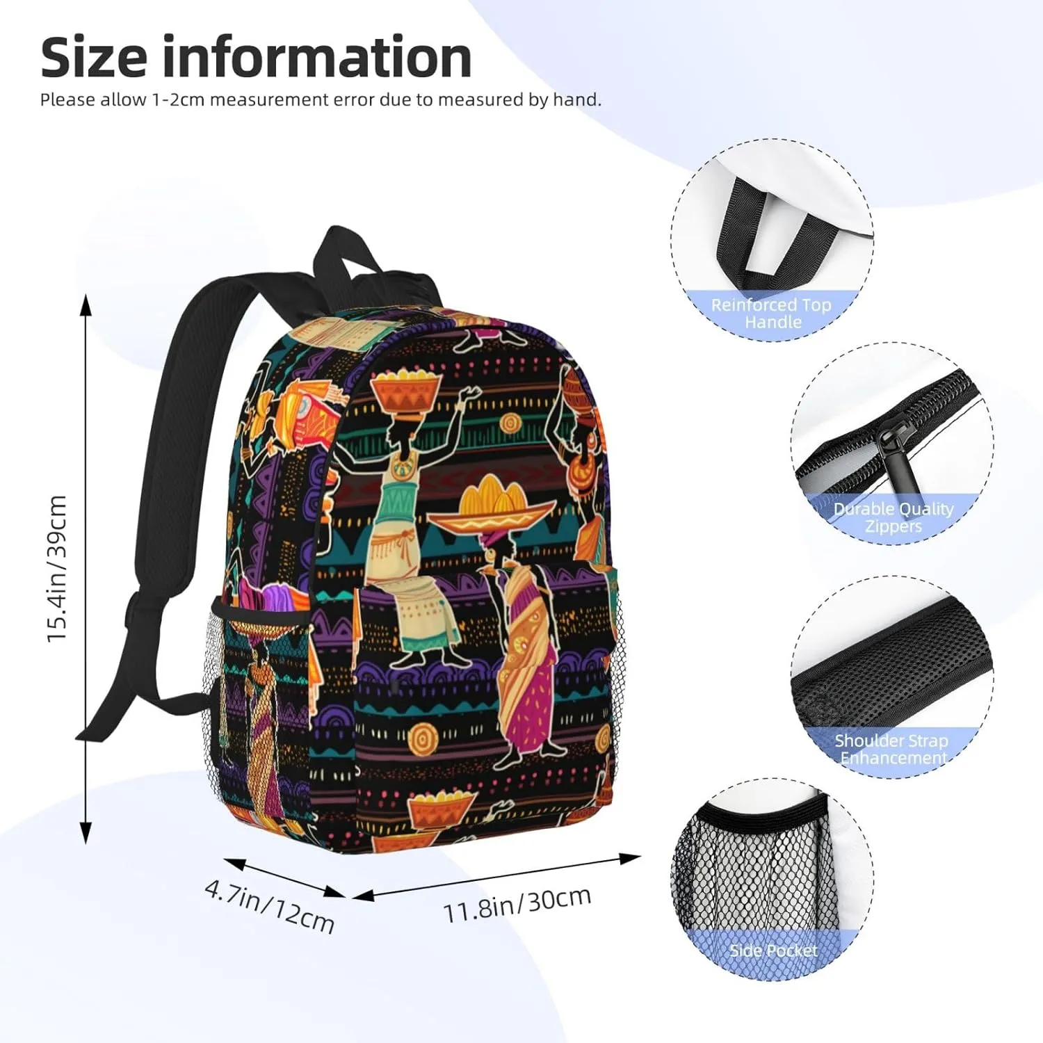 African Tribes Laptop Backpack African Art Backpack Bag With Adjustable Shoulder Straps