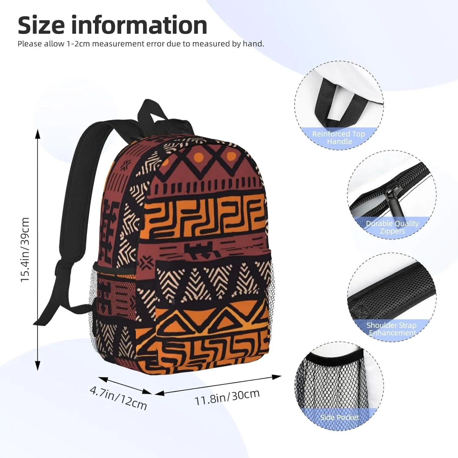 African Tribes Laptop Backpack African Art Backpack Bag With Adjustable Shoulder Straps