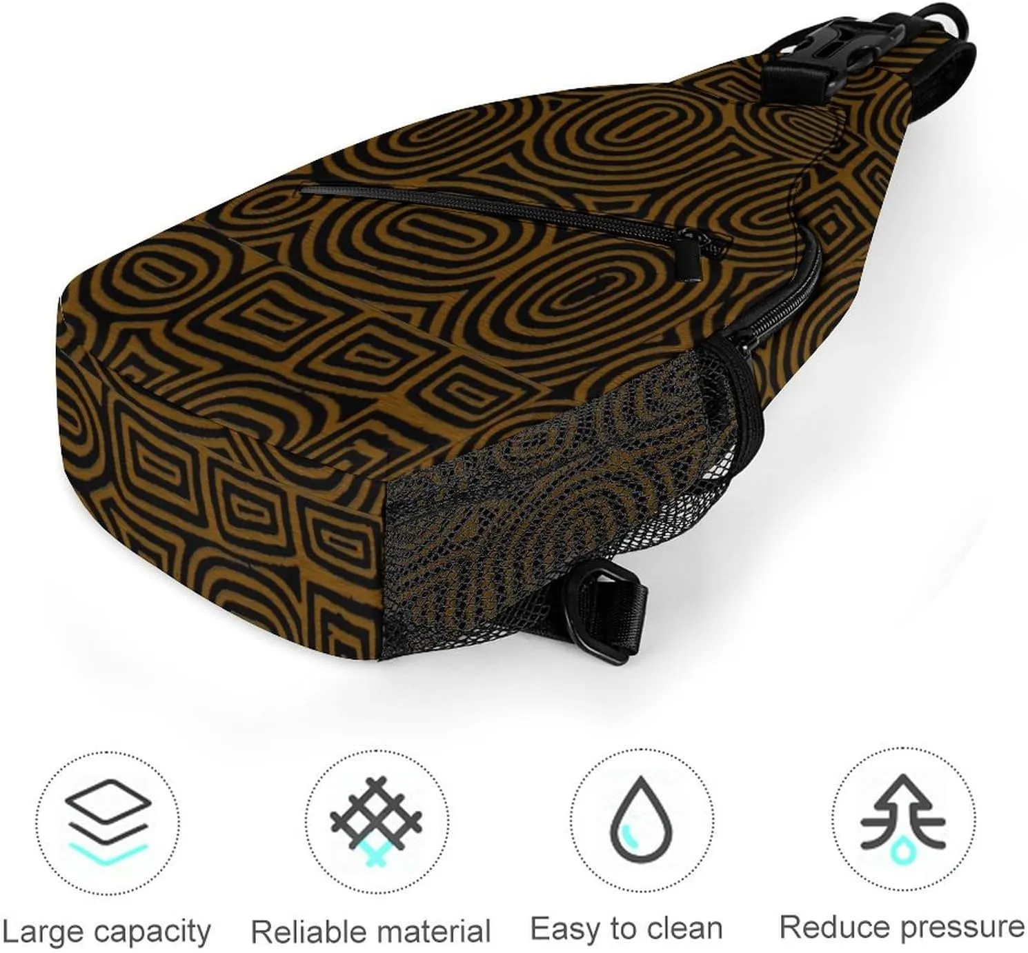 Afrocentric African Mud Cloth Print A Spacious And Large Capacity Portable Adjustable Chest Bag