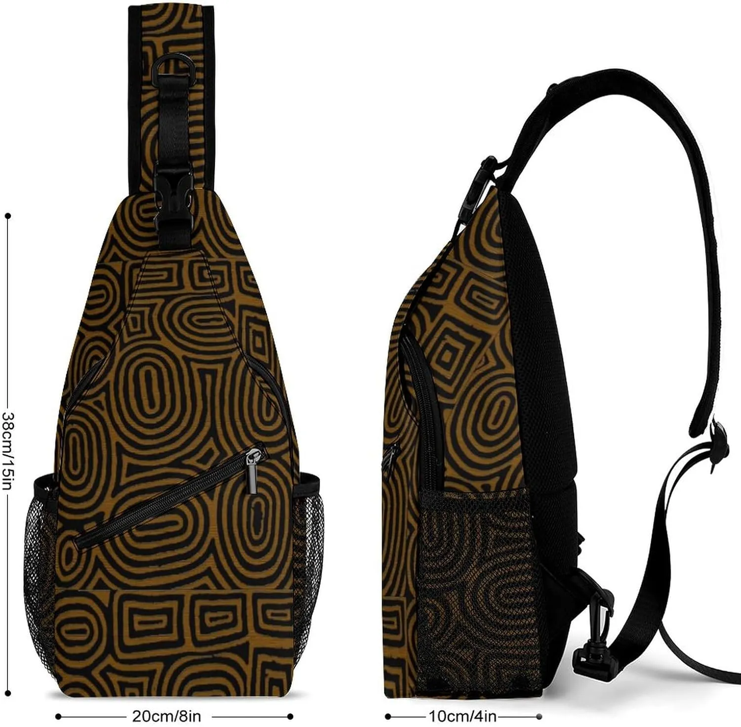 Afrocentric African Mud Cloth Print A Spacious And Large Capacity Portable Adjustable Chest Bag