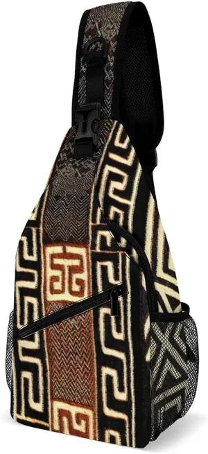 AfrocentricMud Cloth Print A Spacious And Large Capacity Portable Adjustable Chest Bag