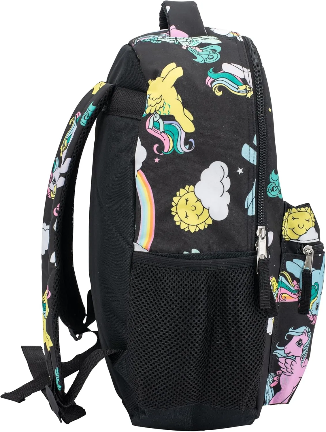 AI ACCESSORY INNOVATIONS Smurfs 16” Backpack with Front Pocket for Girls, 16” School Bag with Front Pocket, Allover Print Bookbag Featuring Smurfette & Grandpa Smurf, Black