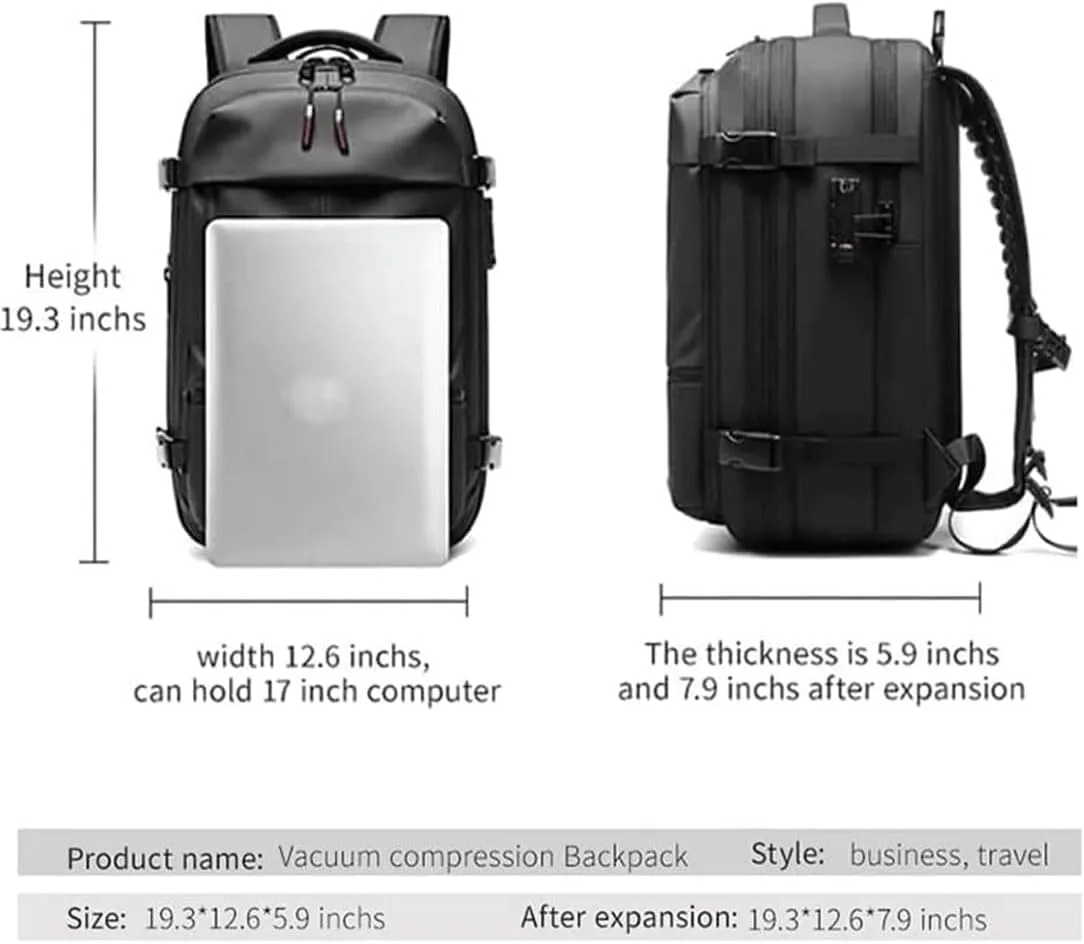 Air Pax Discoverer Travel Bag,Backpack With Vacuum Compression,Air Vacuum Backpack For Travel,Waterproof And Anti-Theft (Black, Extra Large)