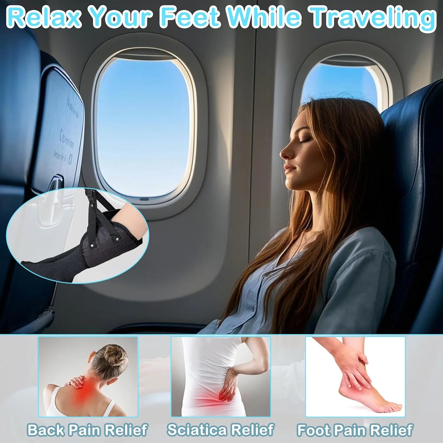 Airplane Foot Hammock,Foot Hammock for Plane Travel,Airplane Foot Hammock Adjustable Foot Rest Hammock,for Plane Travel 、air Travel, Desk & Car Essentials Foot Hammock (2pack)