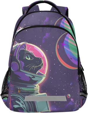 ALAZA Cat Astronaut Planets Neon Backpack Girls Kids Backpacks Boys School Bookbag 3rd 4th 5th Grade Casual Daypack Laptop Shoulder Bag
