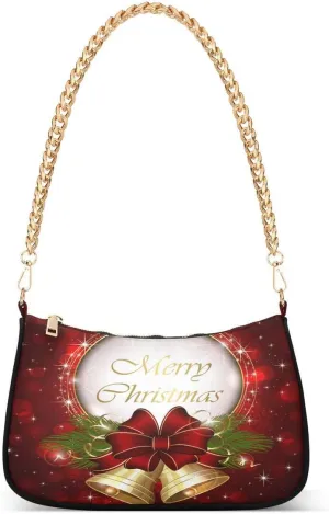 ALAZA Christmas Snowflakes Bell Red Women's Handbags Tote Crossbody Bag Purse Ladies Shoulder Bag Hobo Handbag