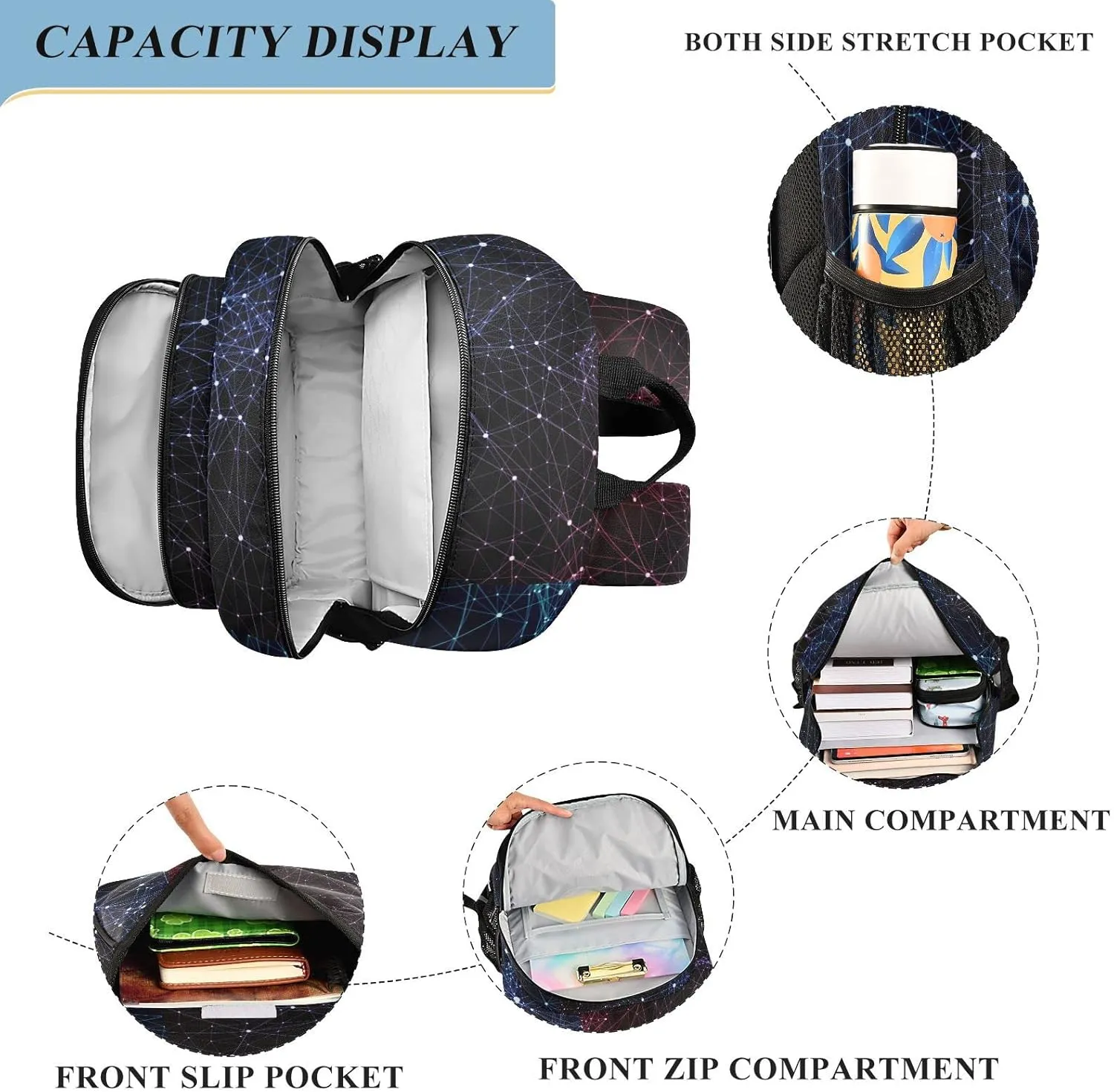 ALAZA Colorful Network Backpacks Reflective Safety Backpack