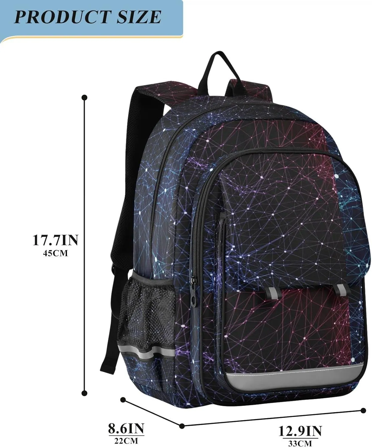 ALAZA Colorful Network Backpacks Reflective Safety Backpack
