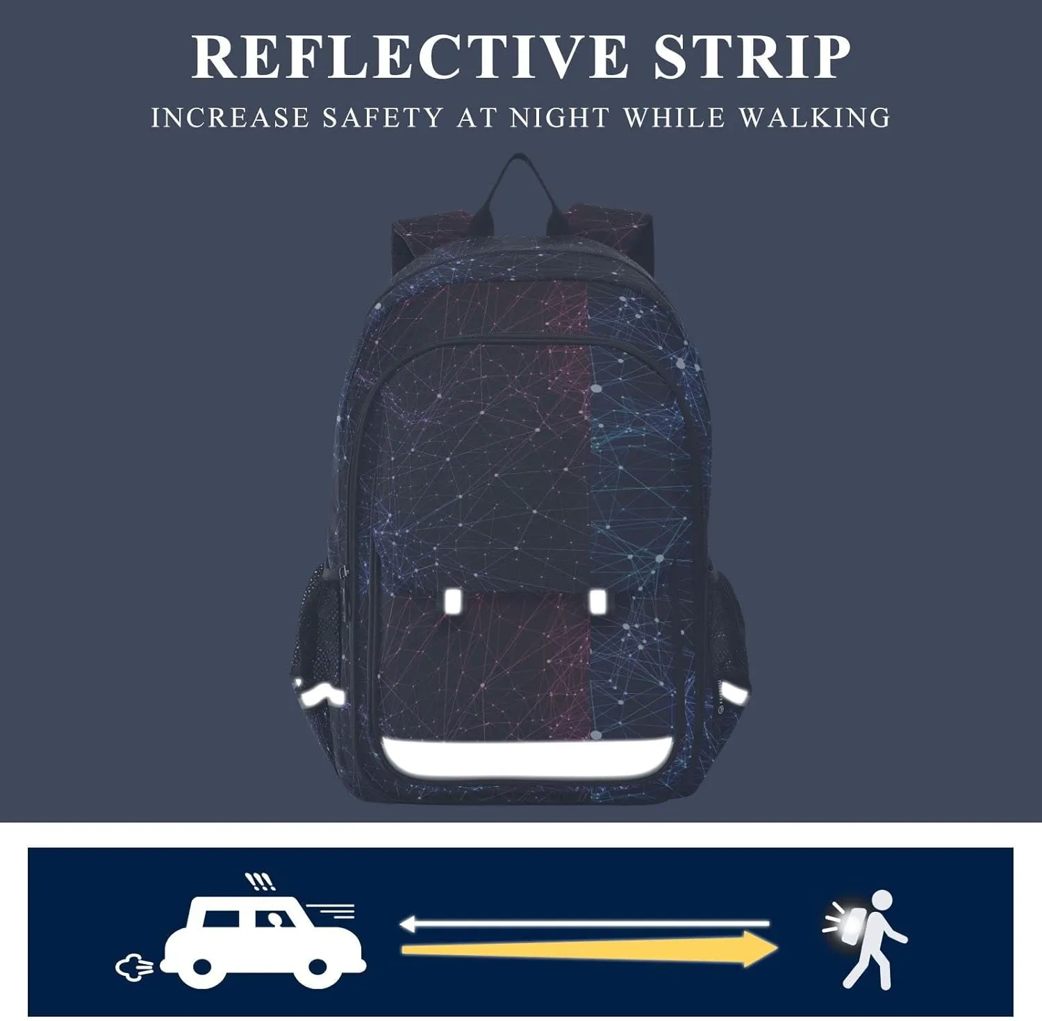 ALAZA Colorful Network Backpacks Reflective Safety Backpack