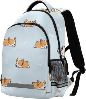 ALAZA Cute Corgi Dog Backpacks for Girls Boys Elementary School Bag Kids Bookbag Personalized Laptop Travel Daypack Students Rucksack