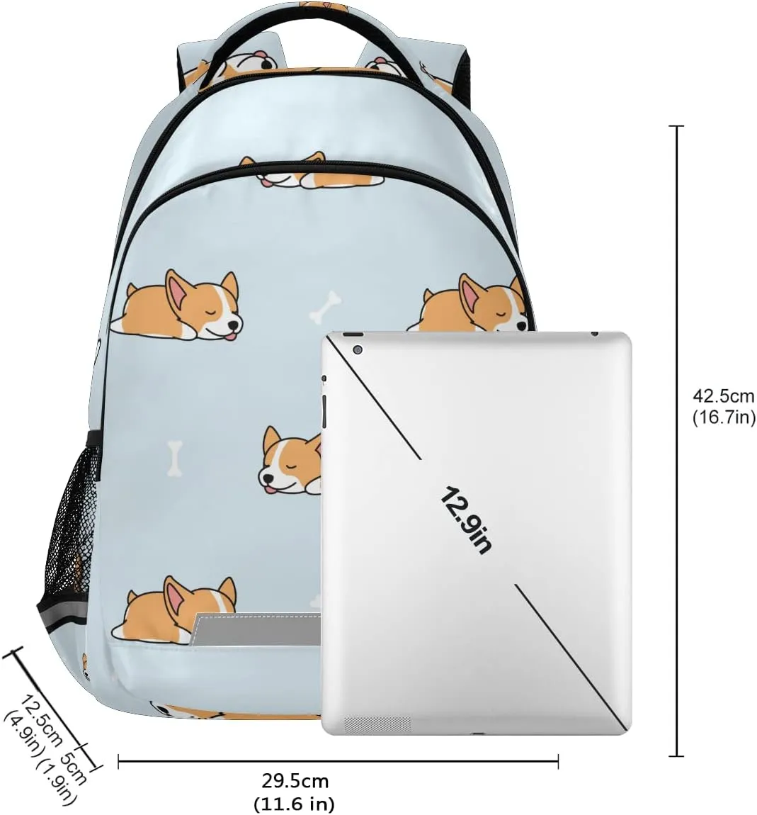 ALAZA Cute Corgi Dog Backpacks for Girls Boys Elementary School Bag Kids Bookbag Personalized Laptop Travel Daypack Students Rucksack
