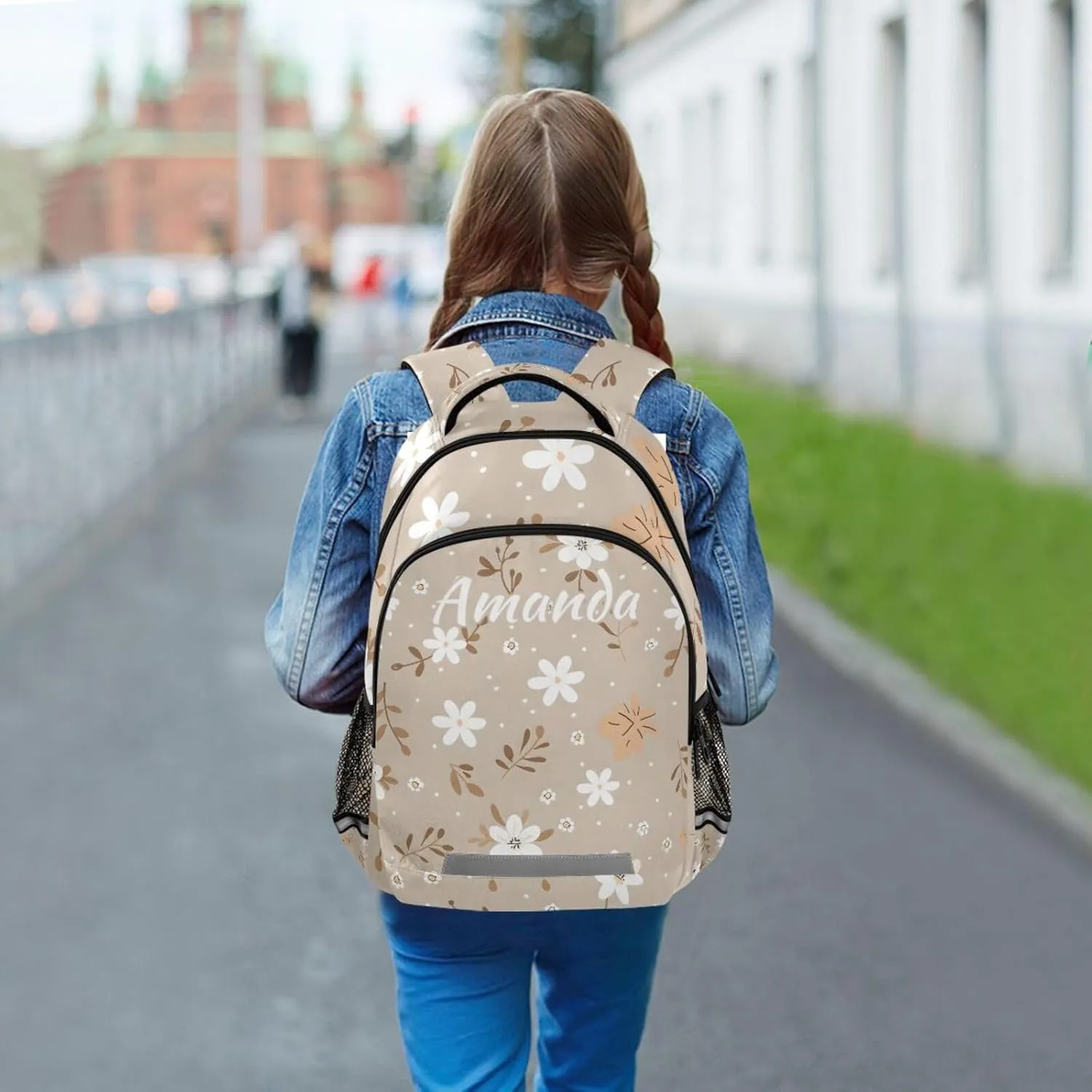 ALAZA Daisy Flower Boho Backpack Girls Kids Backpacks Boys School Bookbag 3rd 4th 5th Grade Casual Daypack Laptop Shoulder Bag with Chest Strap